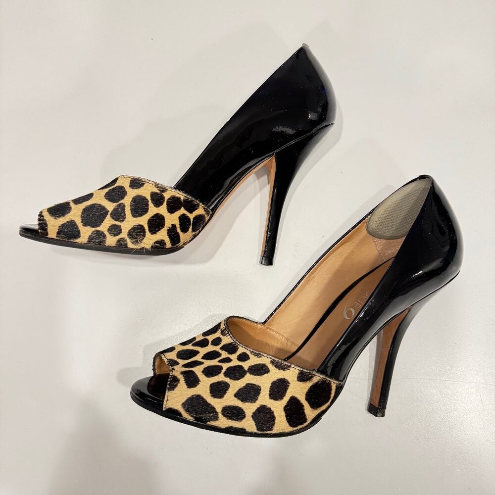 Boutique 9 Animal Print Black Open Toe Pumps - Size 8 - Excellent Condition